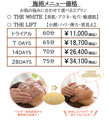 フェイシャル価格表